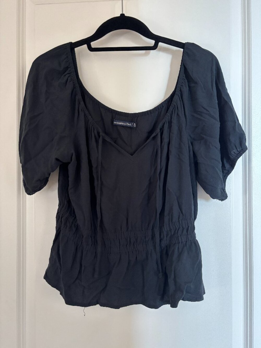 Abercrombie & Fitch Black Peasant Scoop Neck Top